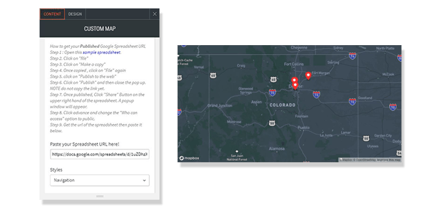 custom map widget shows option and output image