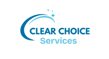 Logo for Clear Choice Services: blue arcs and sparkles above blue text, "CLEAR CHOICE SERVICES".