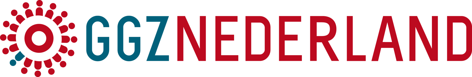 Een logo voor ggz nederland met een zon op de achtergrond