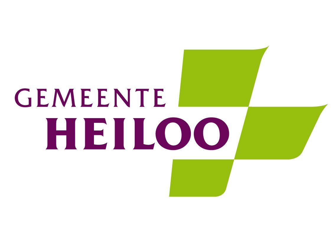 Het logo van de gemeente Heiloo is groen en paars.