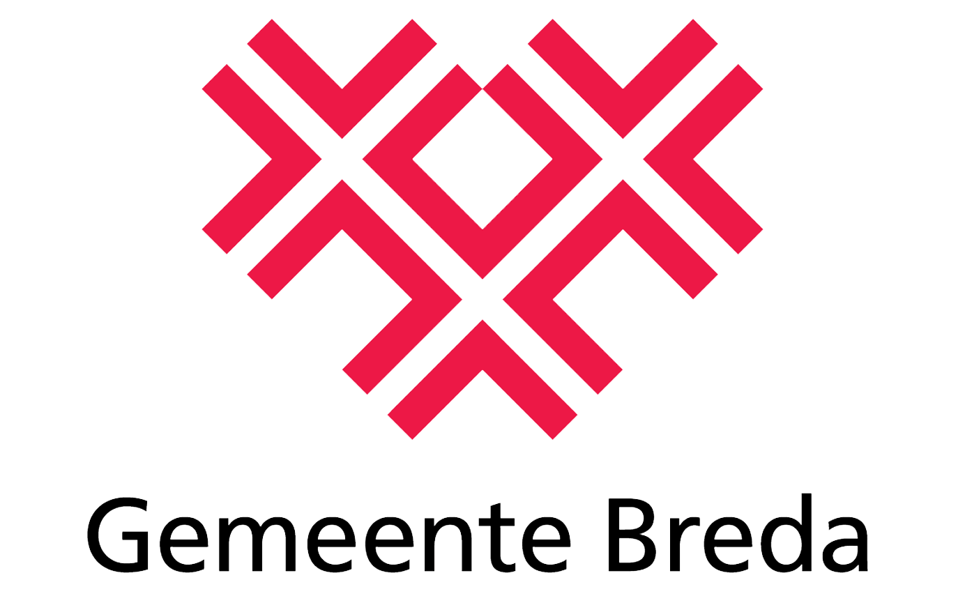 Een logo voor de stad breda met een hart en pijlen
