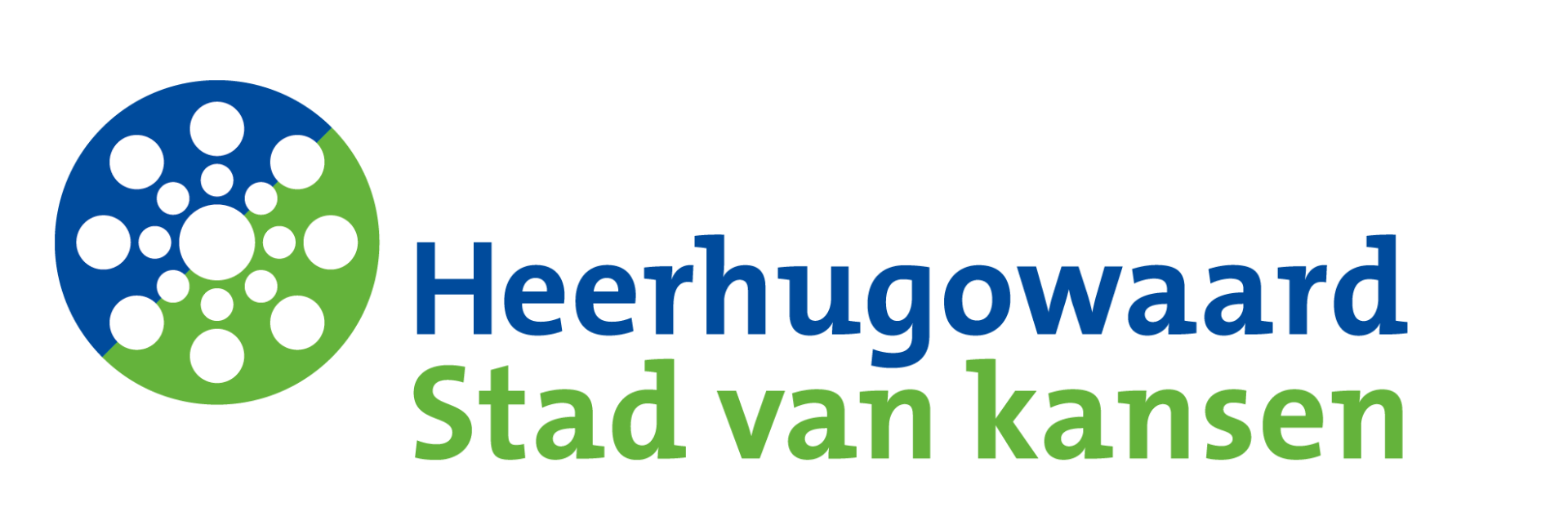 A blue and green logo for heerhugowaard stad van kansen