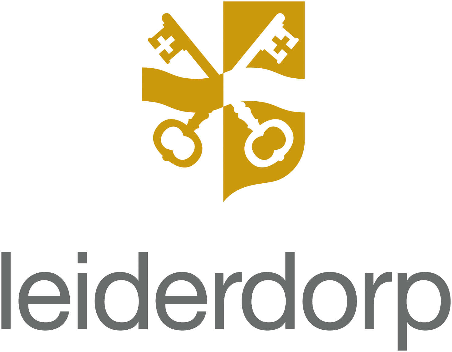 Een logo voor leiderdorp met twee sleutels op een schild