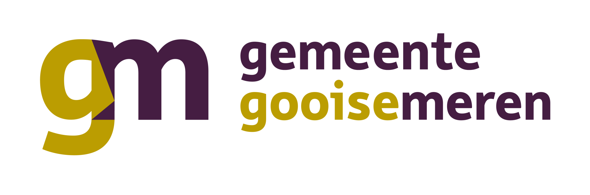 Het logo voor gm goesemeren is paars en geel