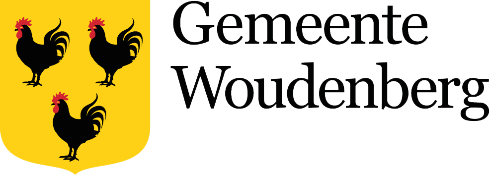 Een logo voor de stad Woudenberg met drie hanen erop