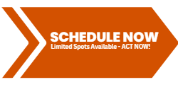 An orange sign that says schedule now limited spots available act now