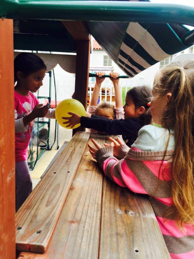 Kids at Outdoor Picnic Table, Transitional Kindergarten in Novato CA