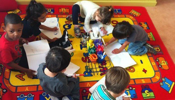 Kids Coloring on Play Mat, Daycare Center in Novato CA