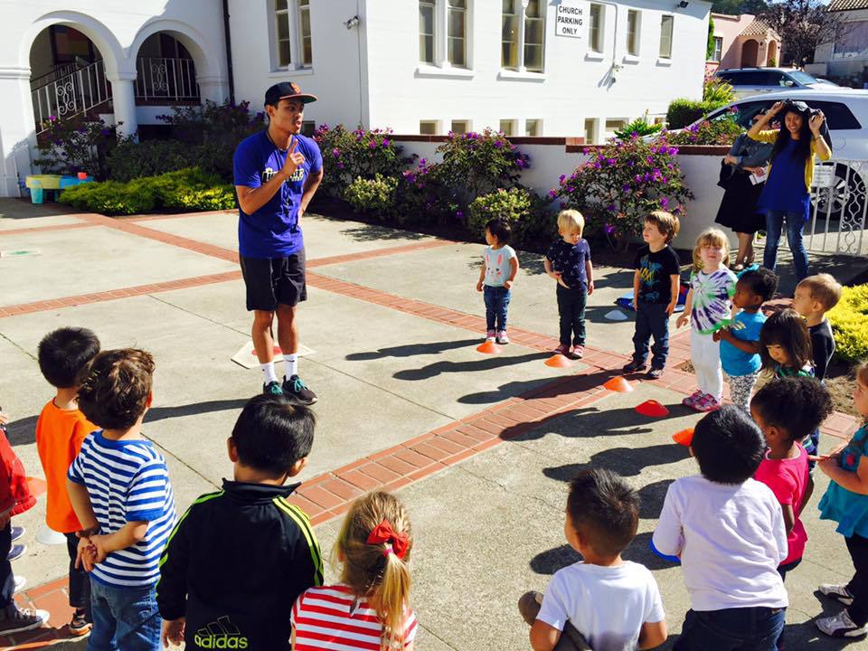 Teacher & Kids for Outdoor Class, Preschool Center in Marin CA