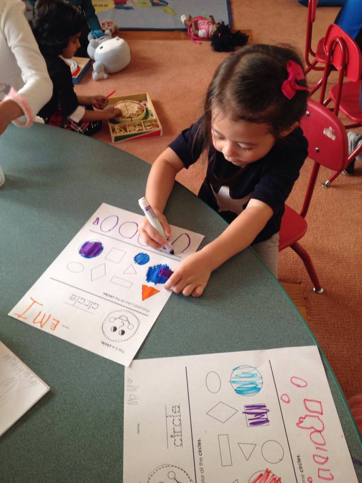 Child Coloring in Preschool Class, Novato CA