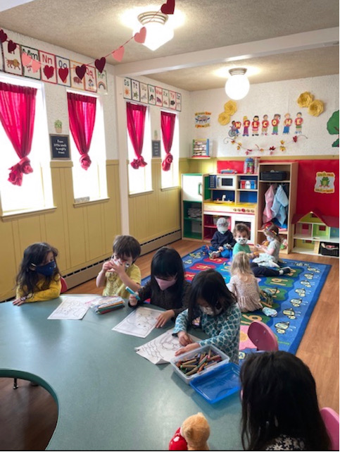 Teacher & Kids indoors, Transitional Kindergarten in Novato CA