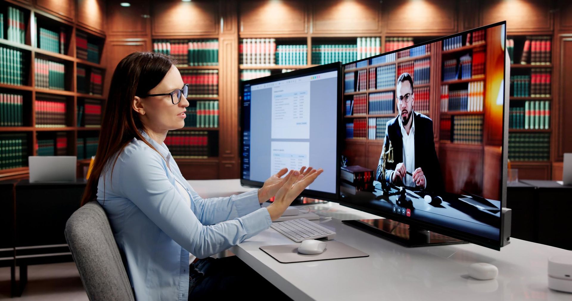 arbitration vs litigation comparison showing online dispute resolution with arbitrator and legal documents