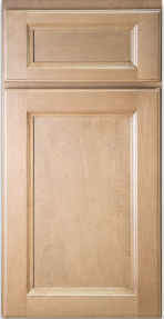 A close up of a wooden cabinet door on a white background.