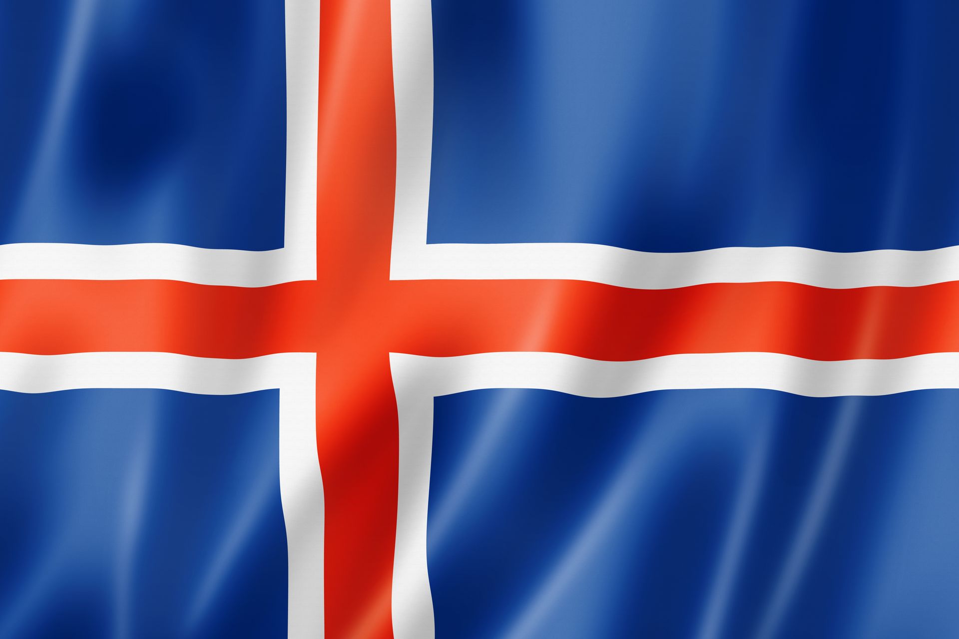 The flag of iceland is waving in the wind