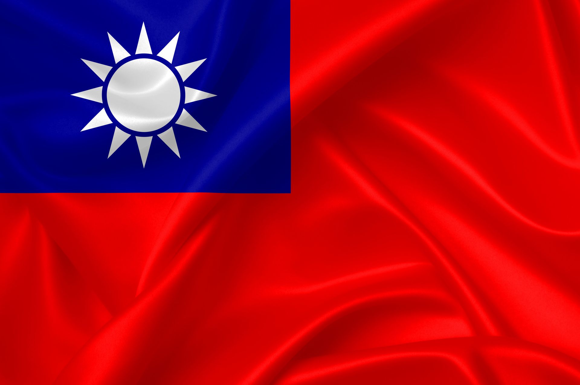 The flag of taiwan is waving in the wind