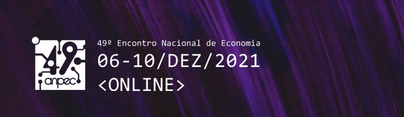 Cartaz com fundo azul escuro e o texto: 49º Encontro Nacional de Economia do Brasil, 6 a 10 de dezembro 2021