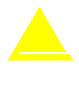 Yellow triangle with a horizontal line across the base.