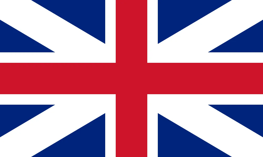 A close up of a british flag on a white background.