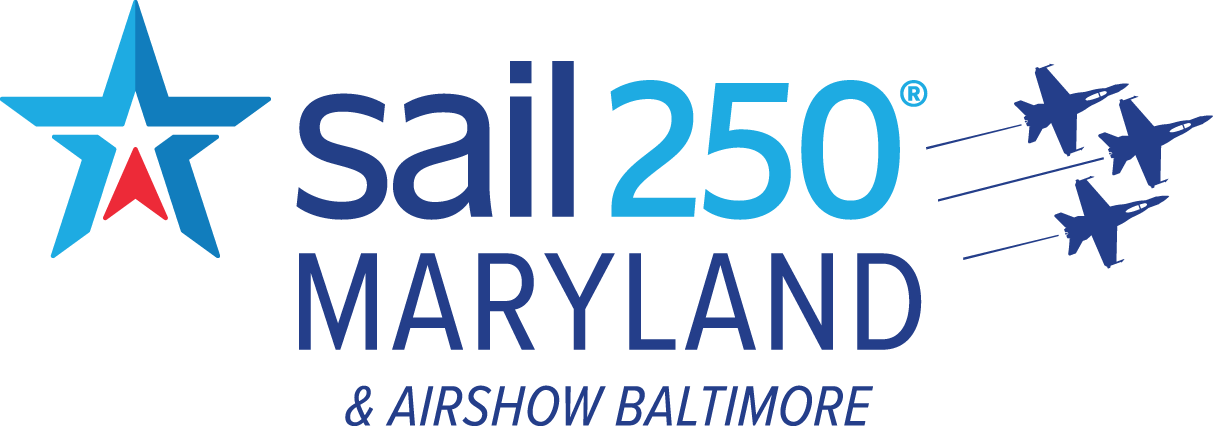 The logo for sail 250 maryland and airshow baltimore