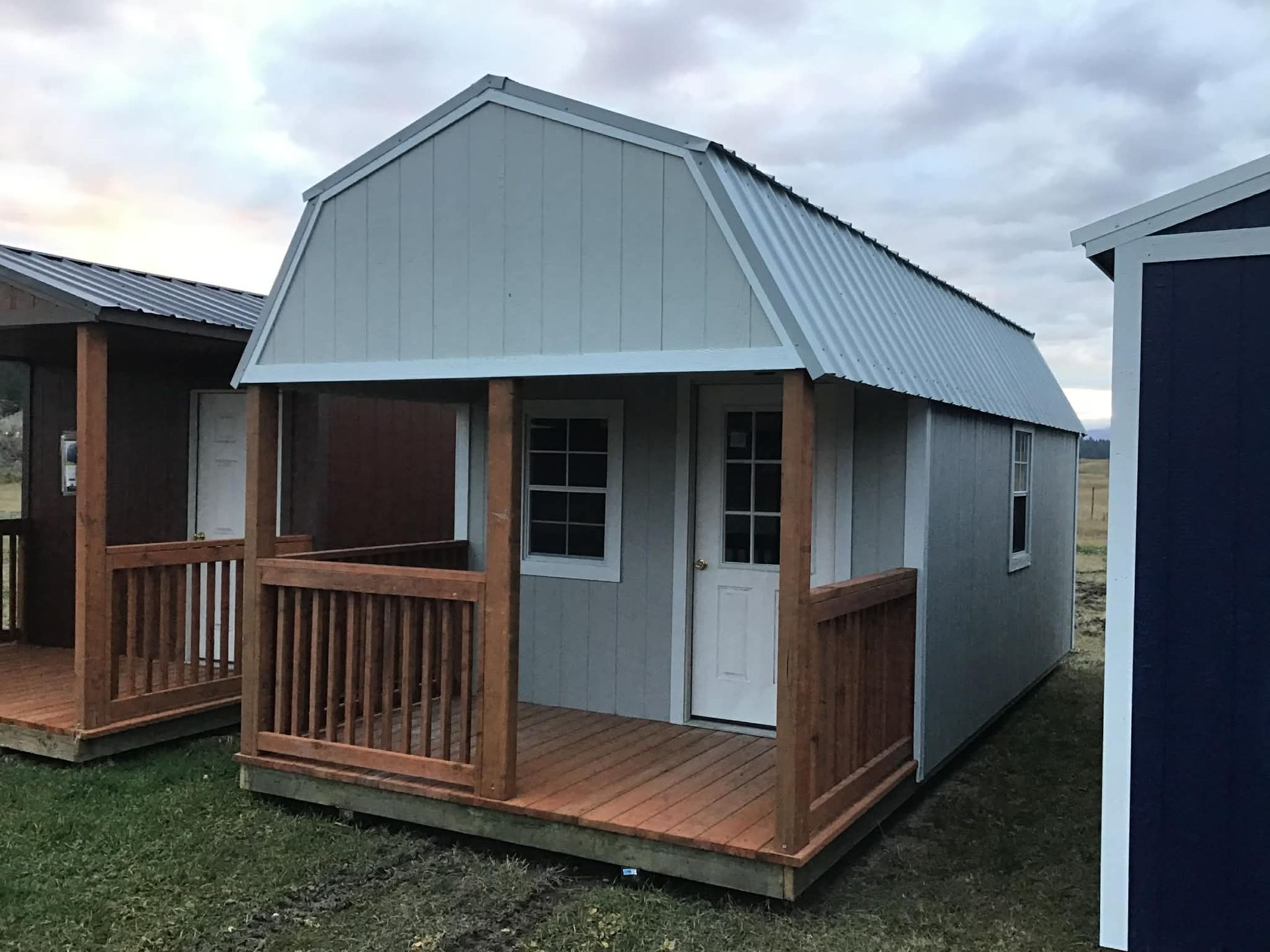 great deal on a high quality portable cabin with front porch and lofts for sale in Eureka, Montana
