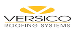 The logo for versico roofing systems is yellow and black.