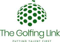 The logo for the golfing link is a golf ball with dots on it.