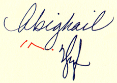 A handwritten signature with the name Abighail and Yosef on it