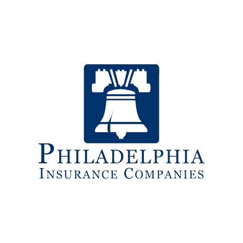 Philadelphia Insurance Companies logo: Liberty Bell inside a blue square, with text beneath.