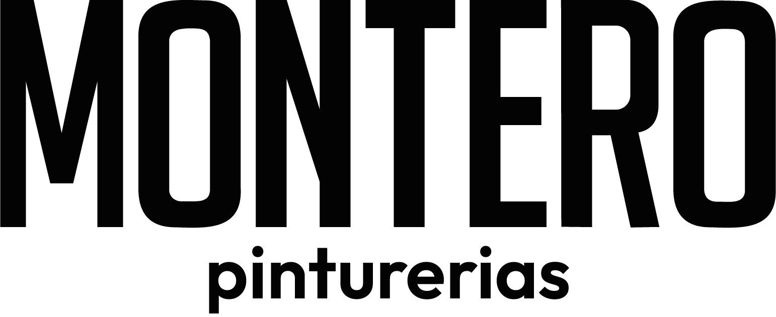 Un logotipo en blanco y negro para montero pinturarias sobre un fondo blanco.