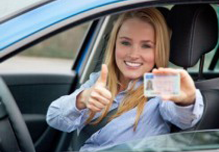 girl with driver's license - driving school in Butler, NJ