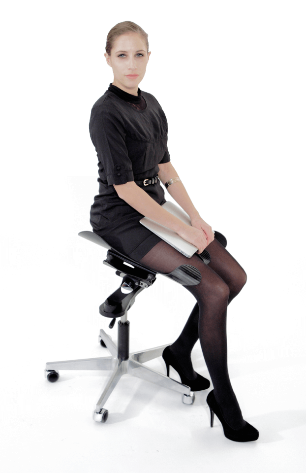 woman sitting on the LimbIC chair holding a laptop
