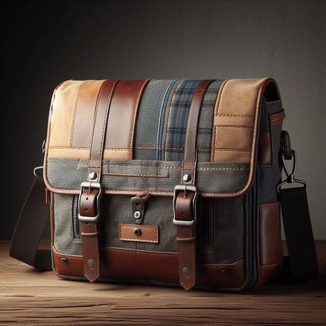 Multi-fabric messenger bag