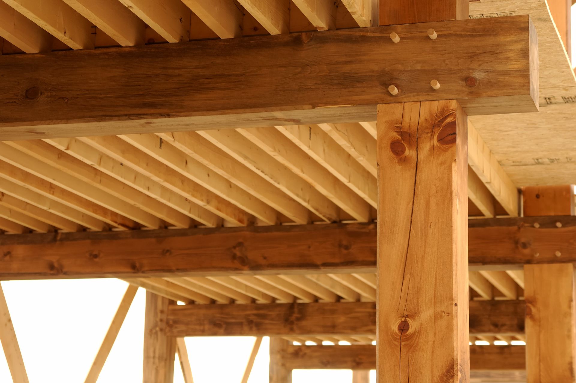 High-quality lumber and building materials used for structural floor support