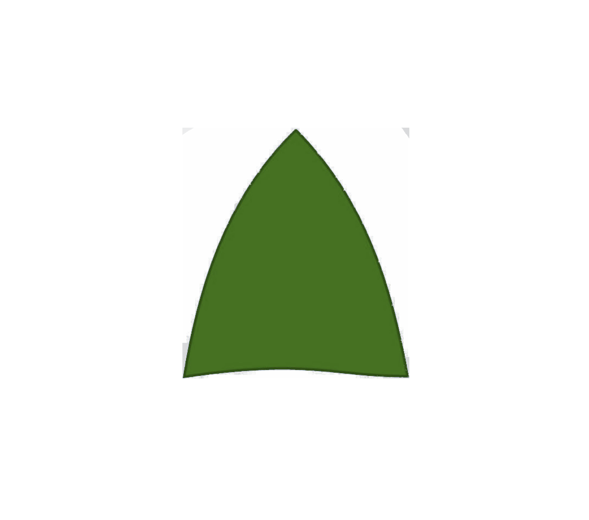 Een groene driehoek  op een witte achtergrond.