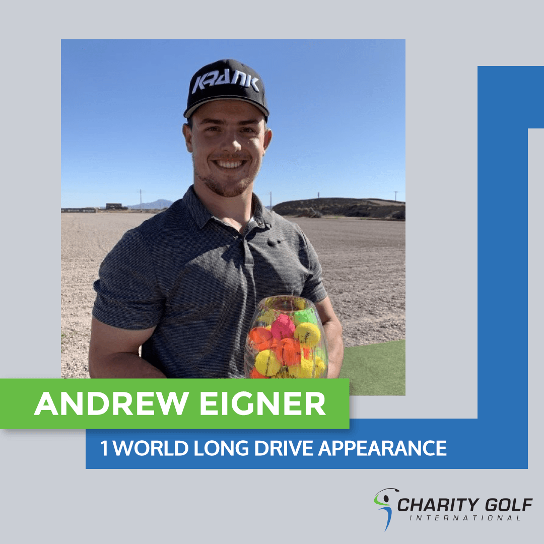 A picture of andrew eigner holding a jar of golf balls