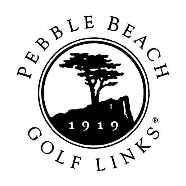 A black and white logo for pebble beach golf links
