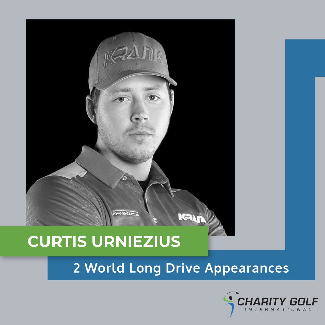 A picture of curtis urniezius with the words 2 world long drive appearances