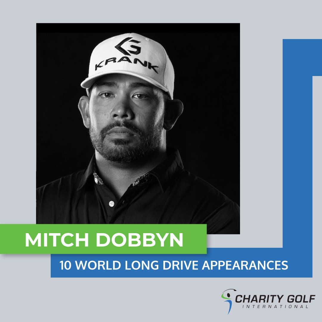 A man wearing a krank hat is featured in a charity golf ad