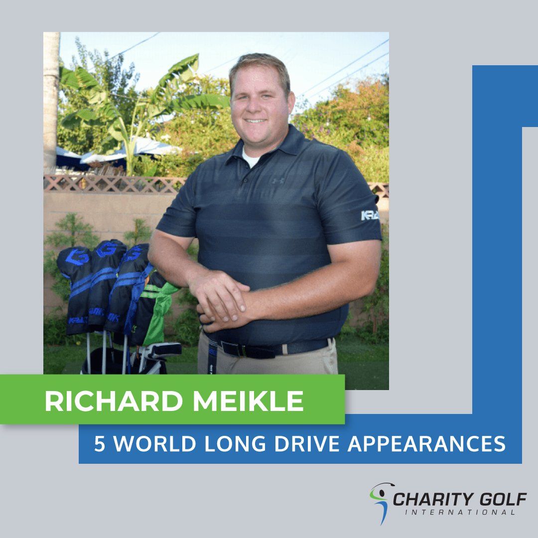A man is standing in front of a bunch of golf clubs
