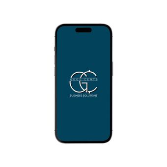 Smartphone screen with white logo of 