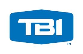Blue and white TBI logo in a hexagonal shape.