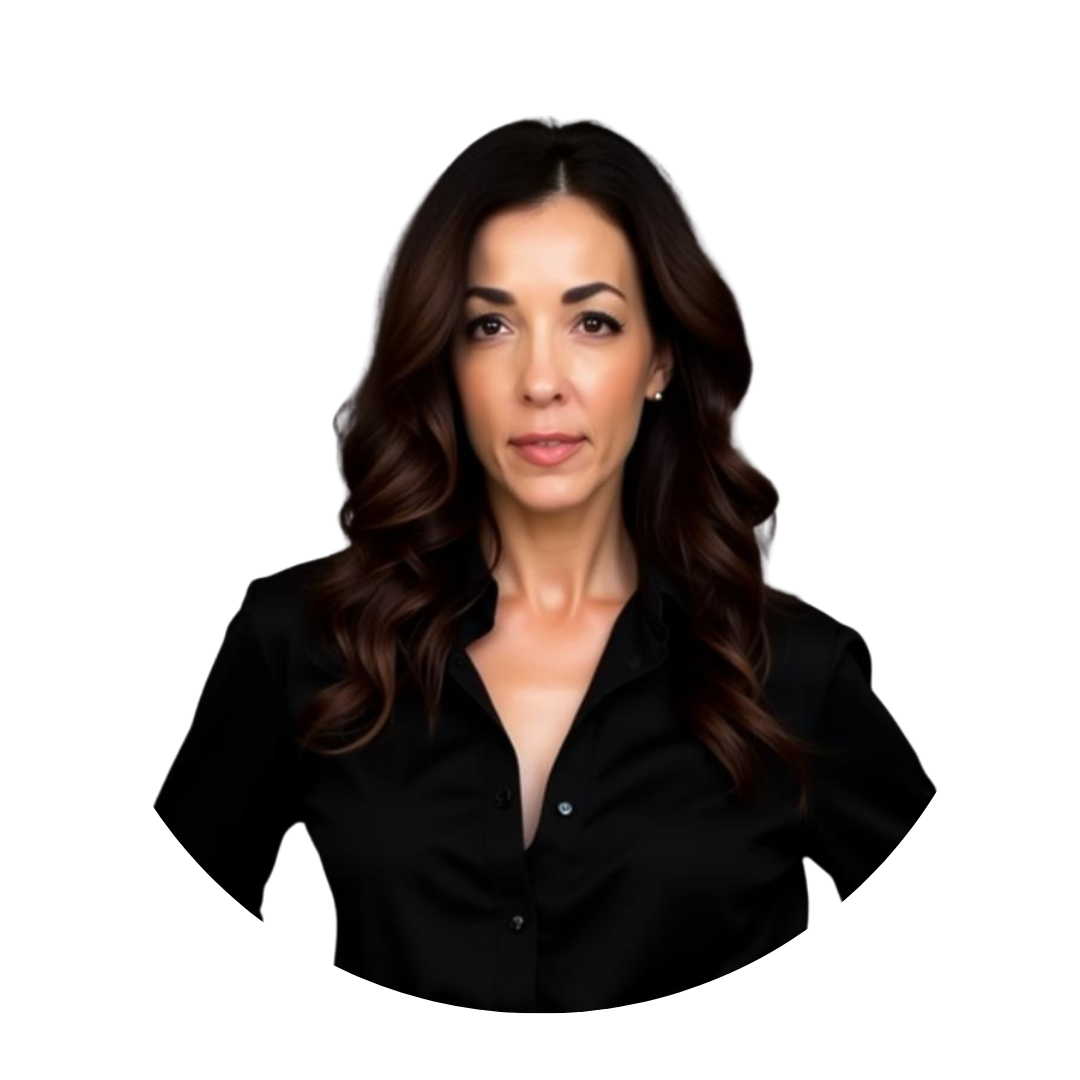 Woman with blonde hair wearing a pink blazer, smiling.