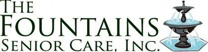 The logo for the fountains senior care inc.