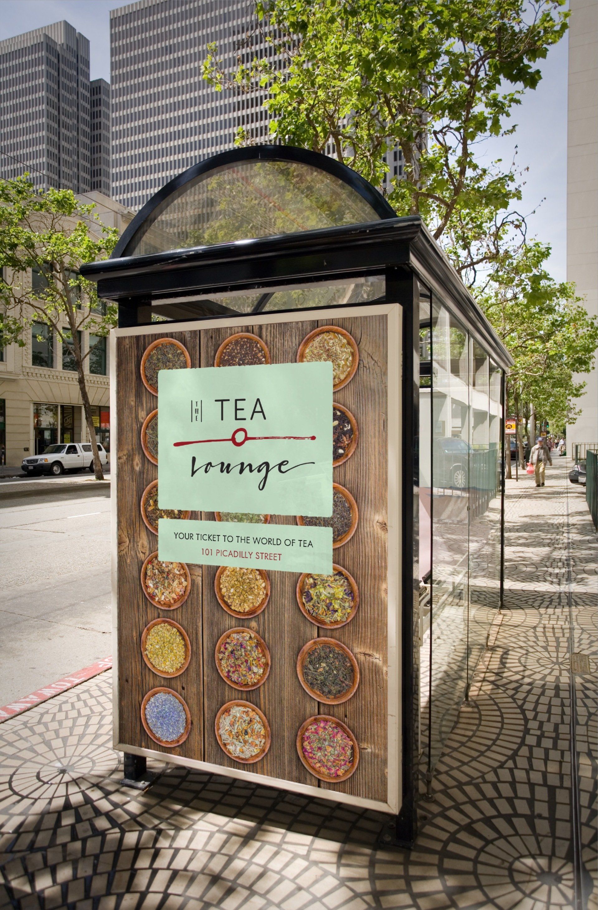 the tea lounge bus shelter ad