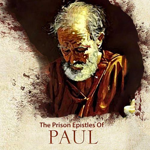 A painting of a man with a beard is titled the prison epistles of paul