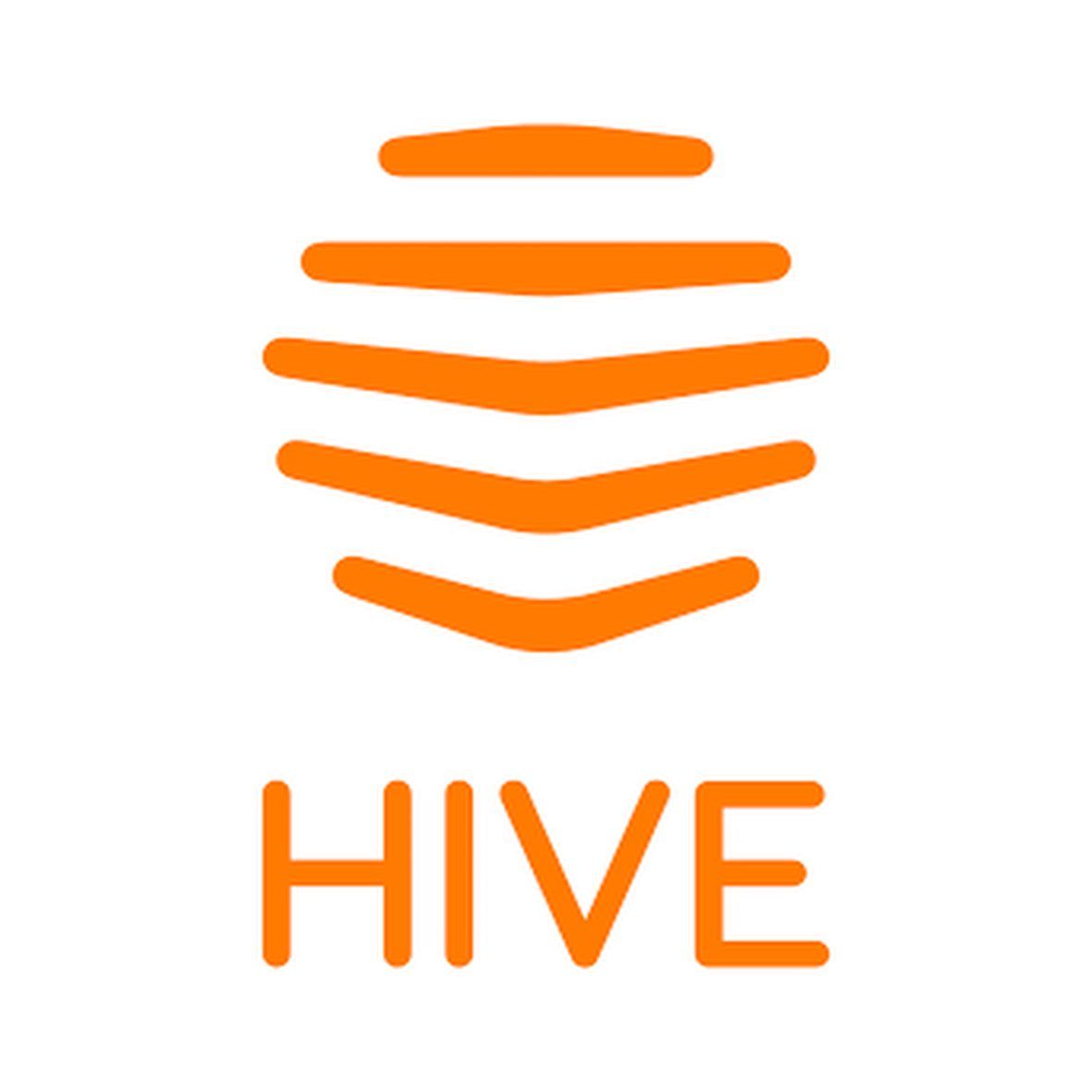 An orange hive logo on a white background