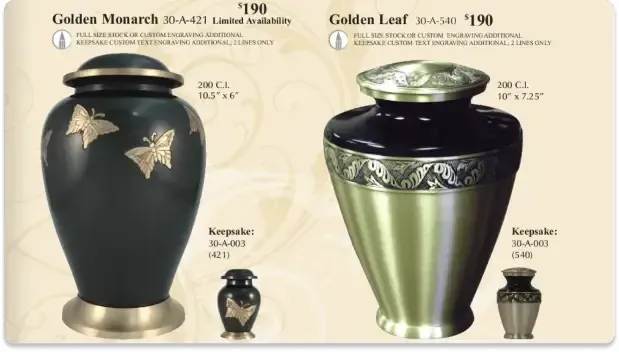 Two funeral urns, 