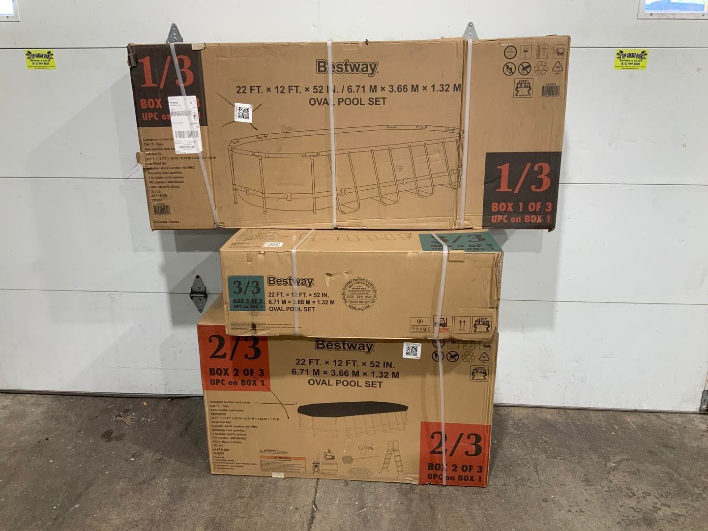 Three boxes are stacked on top of each other and one of them says 1/3