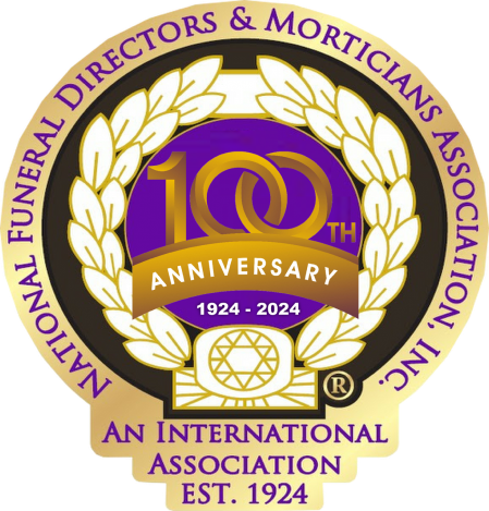 The logo for the national funeral directors and morticians association