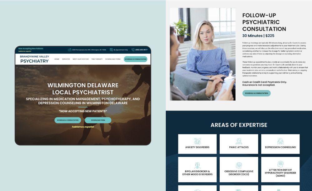 brandywine valley tms and psychiatry website design for Dr. Jack Castro by Therapy Sprout